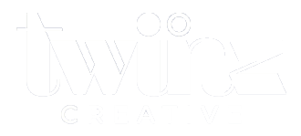 Twinz creative white logo with black background