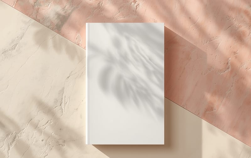 premium digital business system guide mockup, warm cream graphite gold coral