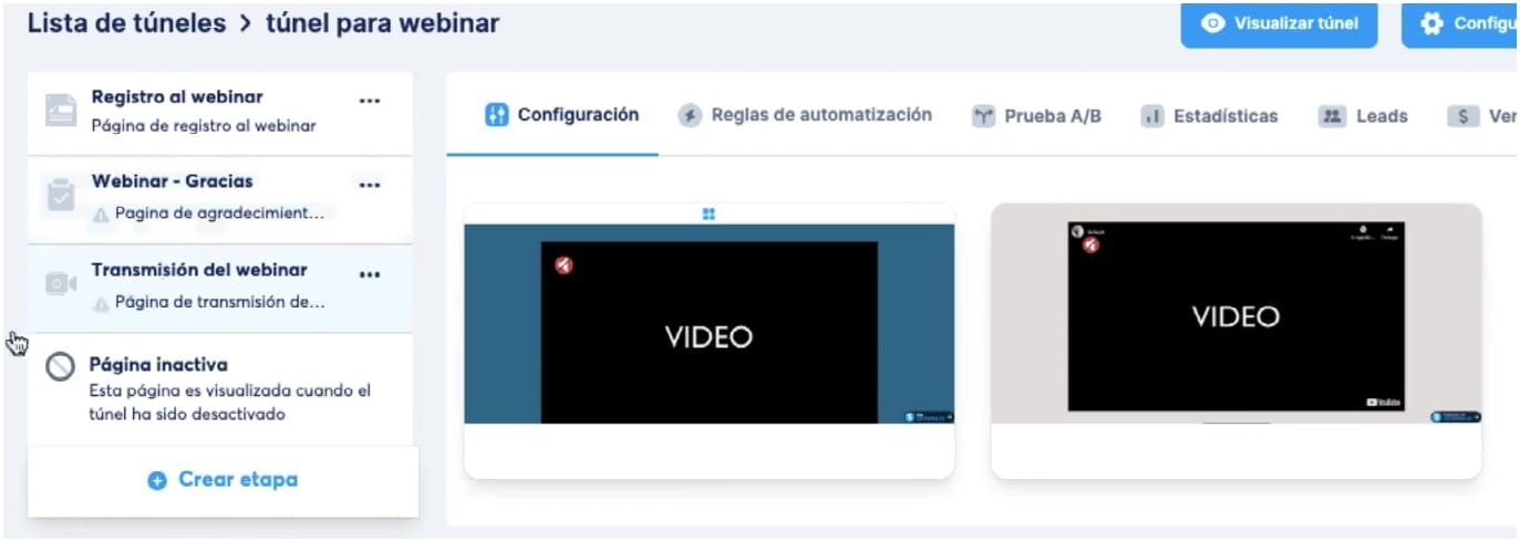 elegir una plantilla para el webinar automatizado en System.io