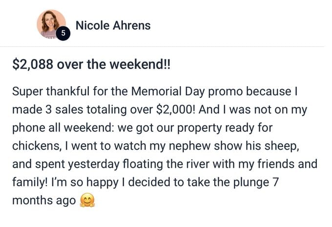 Nicole: $2,088 over the weekend