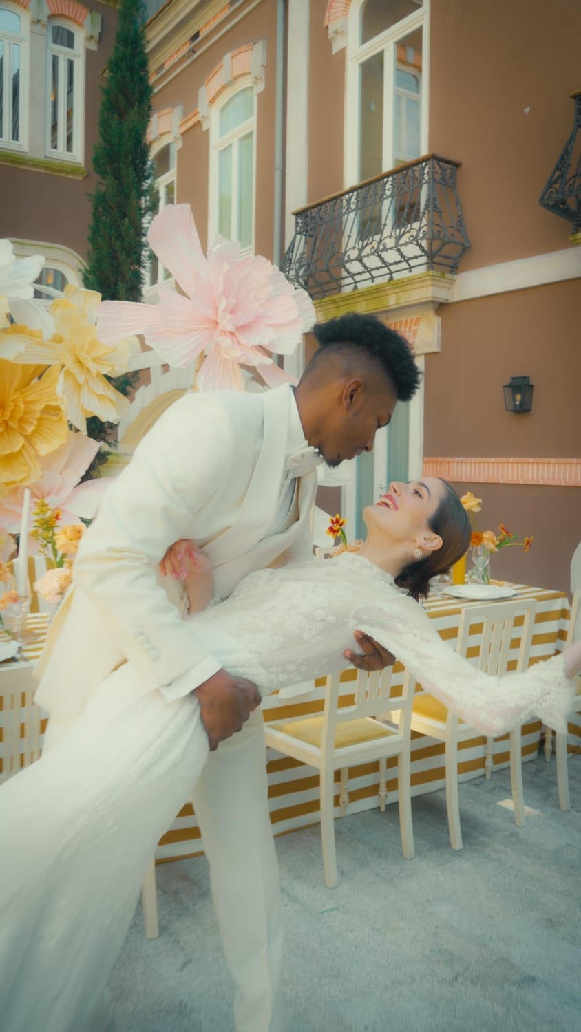 Editorial de noivas no Pestana Palace em Lisboa, com produção visual assinada por Gio Rodrigues