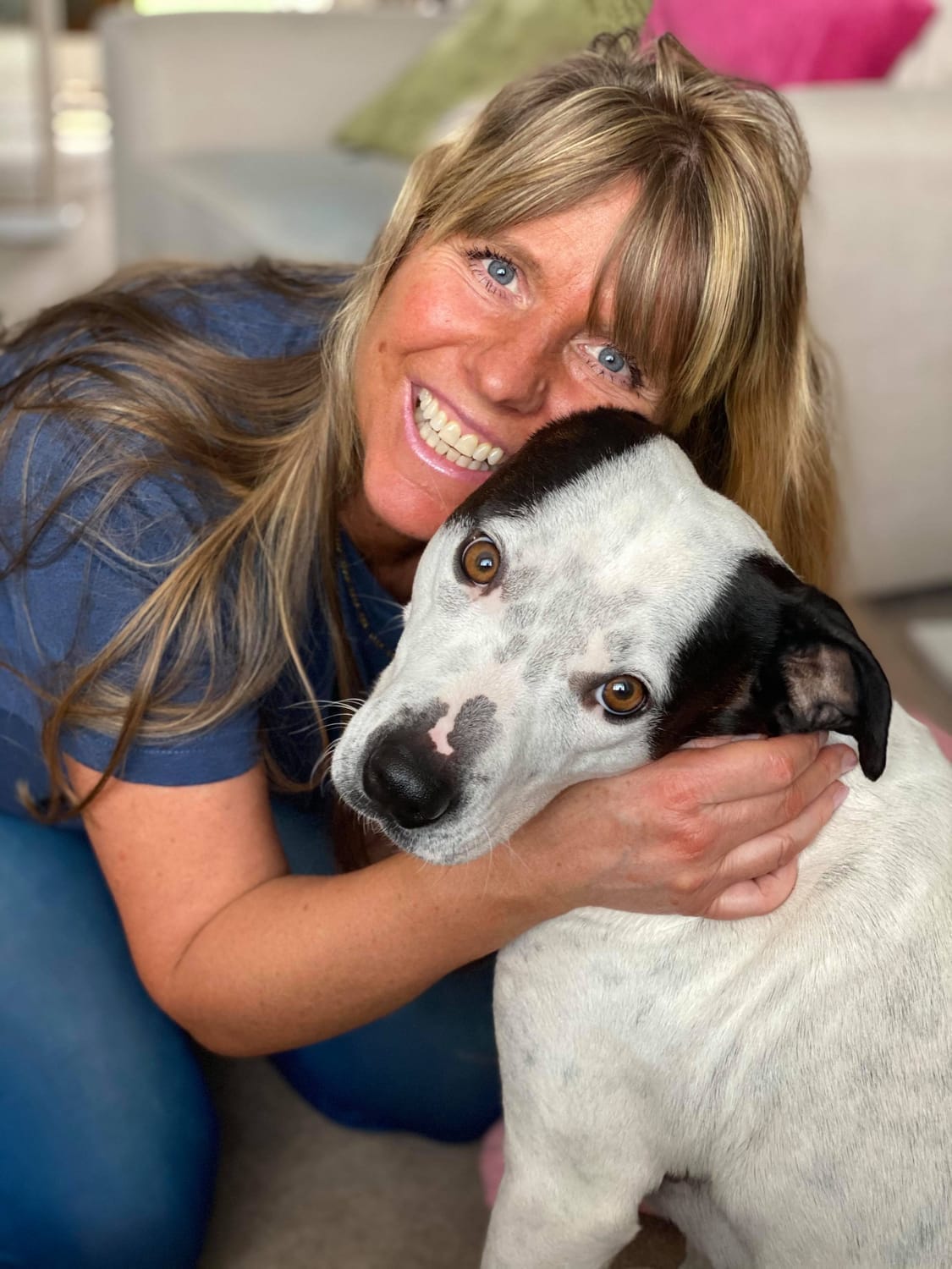 Sharon Bolt with her rescue dog Denzil