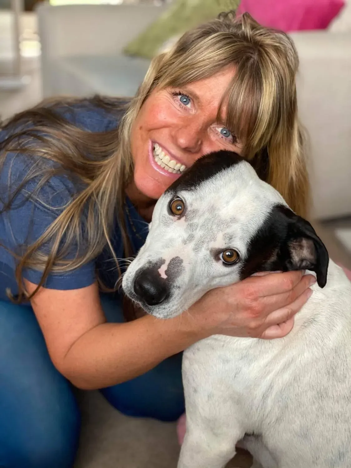 Sharon Bolt and her rescue dog