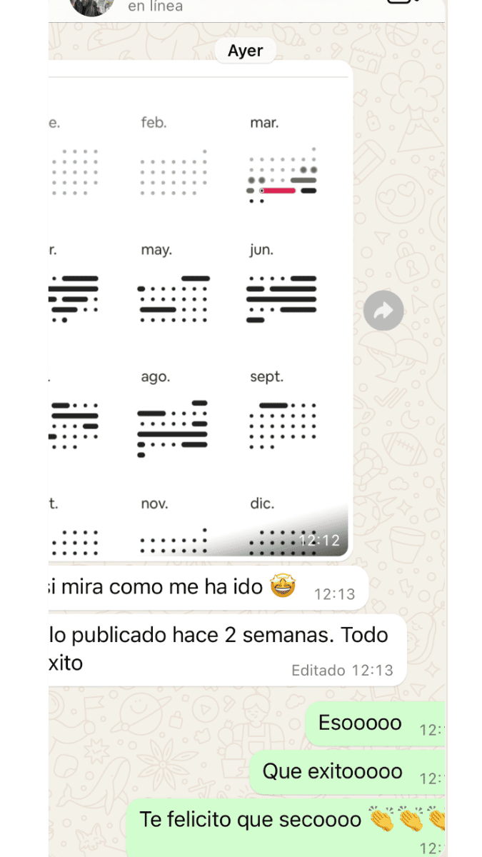 Mensaje real compartido por una alumna