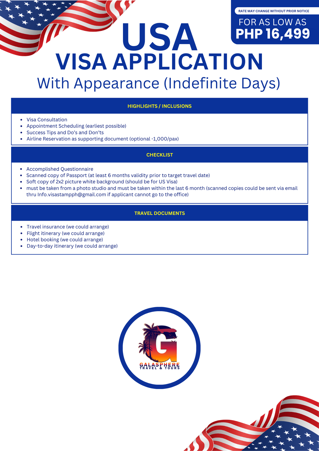 USA VISA APPLICATION with Appearance