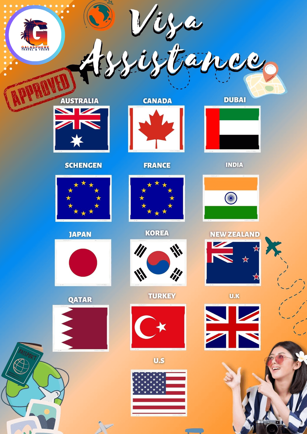 VISA ASSISTANCE: 💼Visa applications can be confusing and stressful. Let me handle the paperwork while you plan the fun parts! As your personal consultant, I provide detailed checklists, review your documents, and guide you through the process to maximize your chances of approval.   We assist with:      🇯🇵 Japan (Tourist & Visiting Friends)    🇰🇷 Korea (Tourist)    🇦🇺 Australia (Visitor Visa)    🇪🇺 Schengen (Europe)    🇺🇸 USA / 🇨🇦 Canada / 🇬🇧 UK / 🇳🇿 New Zealand    🇦🇪 Dubai (E-Visa)  Note: Visa approval is solely at the discretion of the Embassy, but accurate documentation is the key to success.