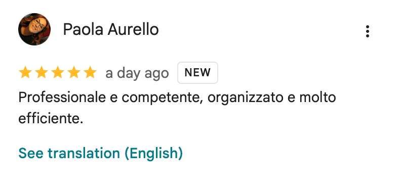 Recensione Google a 5 stelle dei clienti AlphaMensa