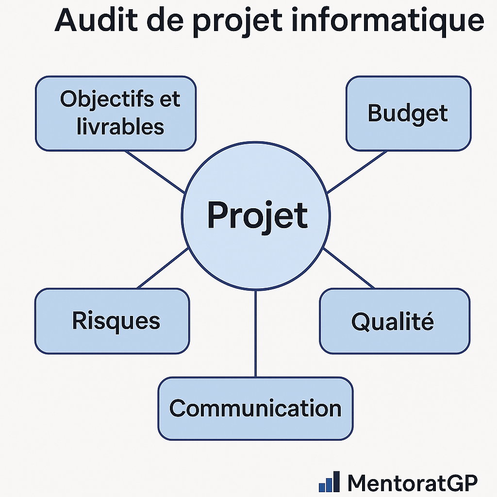 Étapes clés d'un audit projet informatique - analyse documentaire, entretiens, risques et recommandations