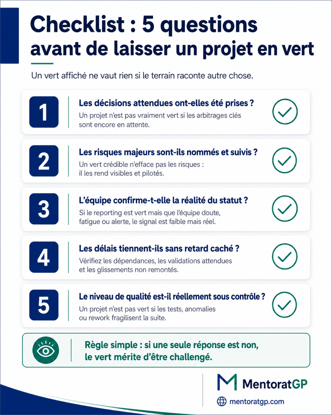 Checklist pour fiabiliser un tableau de bord projet IT et éviter les faux statuts verts