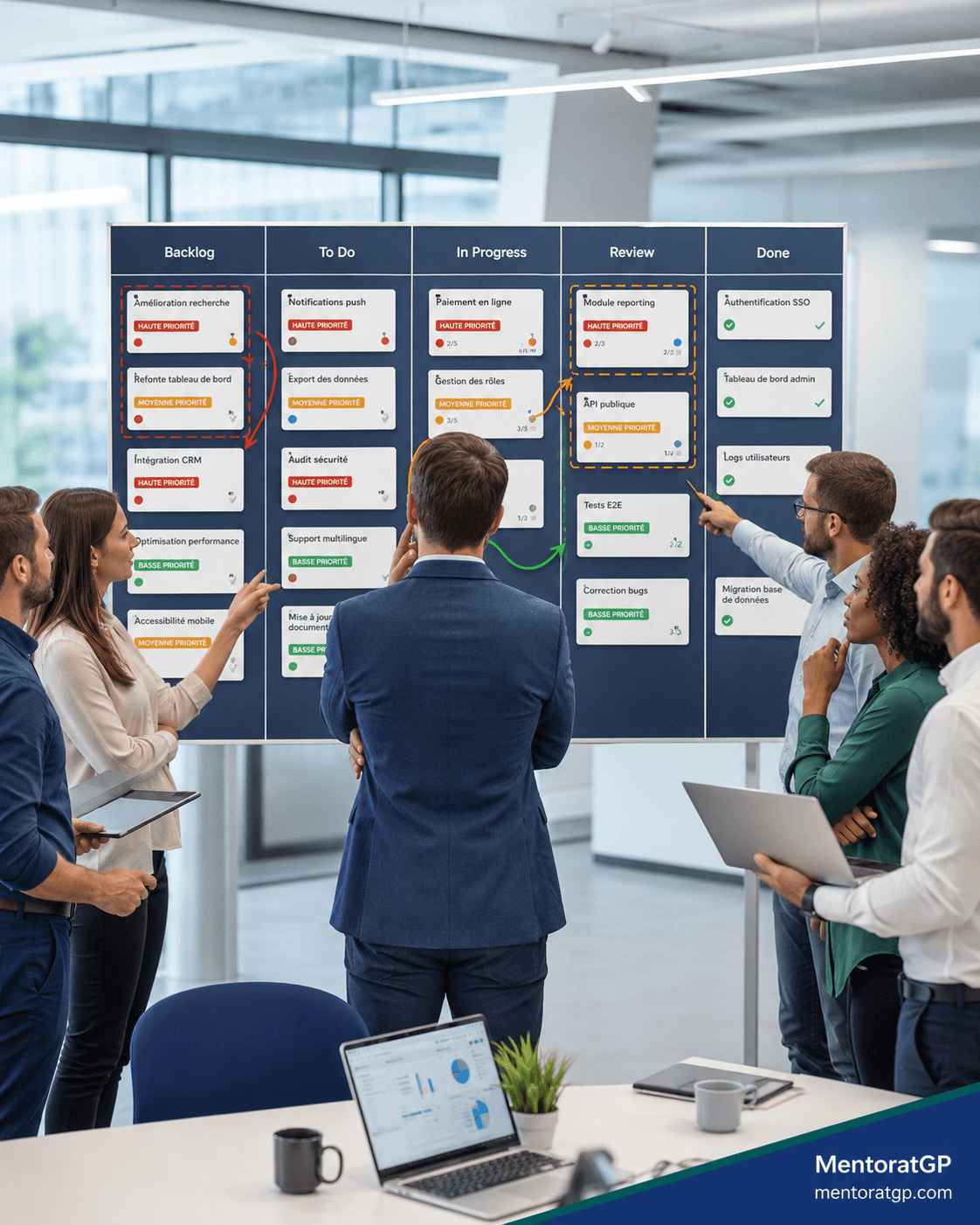Équipe Agile en projet IT confrontée à des priorités floues et des décisions non prises