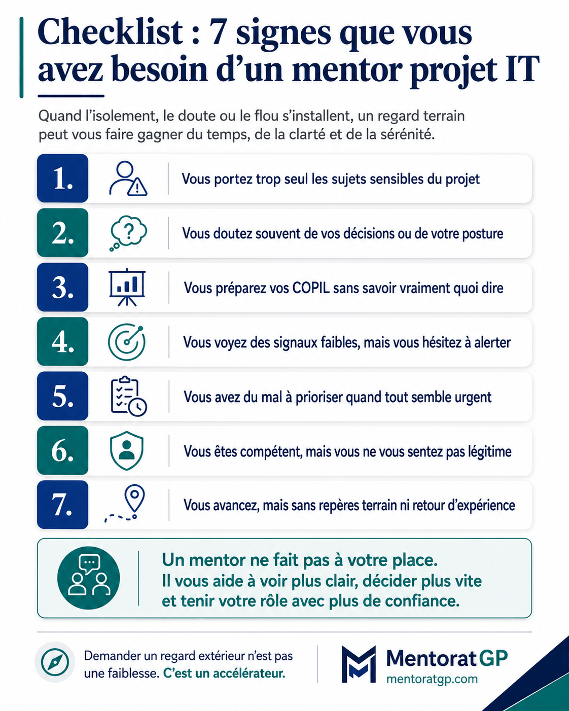 Checklist pour savoir si un chef de projet IT a besoin de mentorat