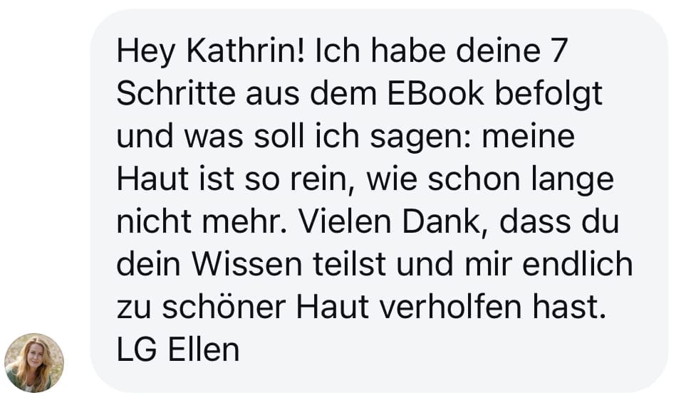 Screenshot einer positiven Nachricht einer Kundin