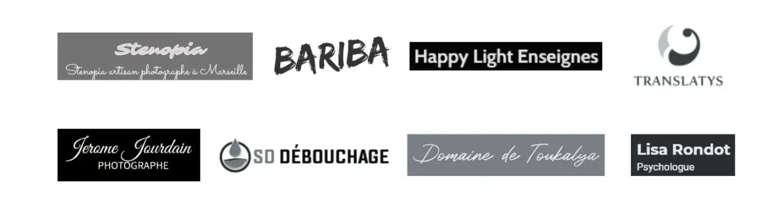 Logos des entreprises ayant confié leur visibilité locale à l'accompagnement SEO local de Sade Diafat.