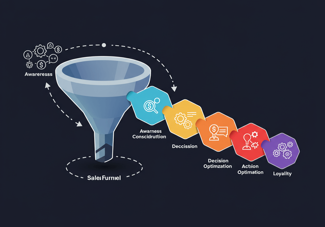 Visual of an AI-powered affiliate marketing funnel using systeme.io