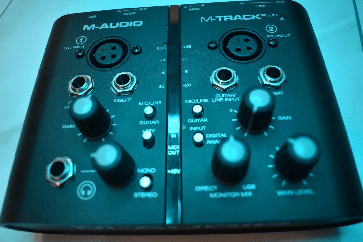 M-Audio audio interface split track used in Sound Quake Studios Cape Breton recording setup