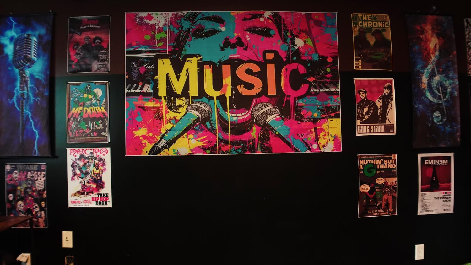 Sound Quake Studios lounge area with couch for artists in Cape Breton recording studio