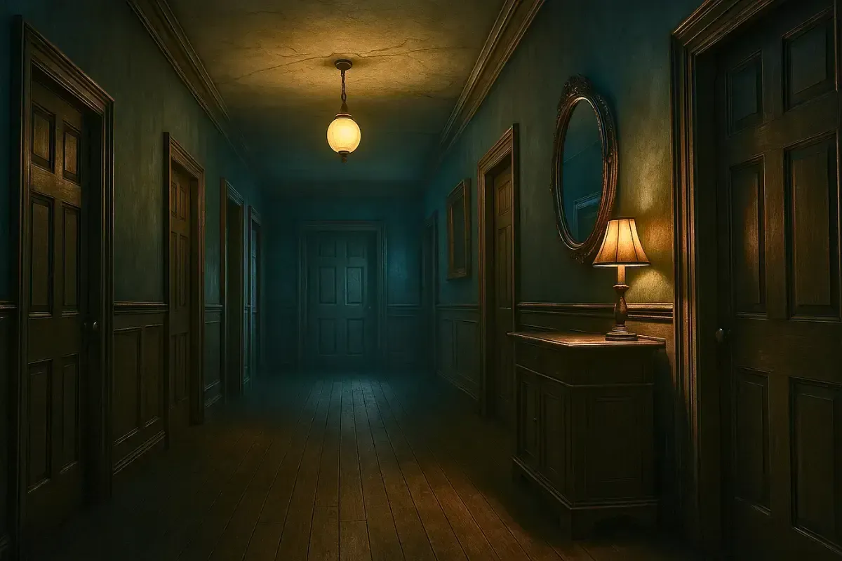 Dark corridor inside the story world