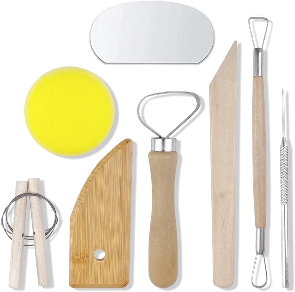8 Stück Modellier-Werkzeug Set, geeignet für anfänger,Holz Keramik Ton Werkzeuge Set Keramik Schnitzen Werkzeug für Töpfer Künstler Hochwertige Holz Keramik Ton Werkzeuge Set