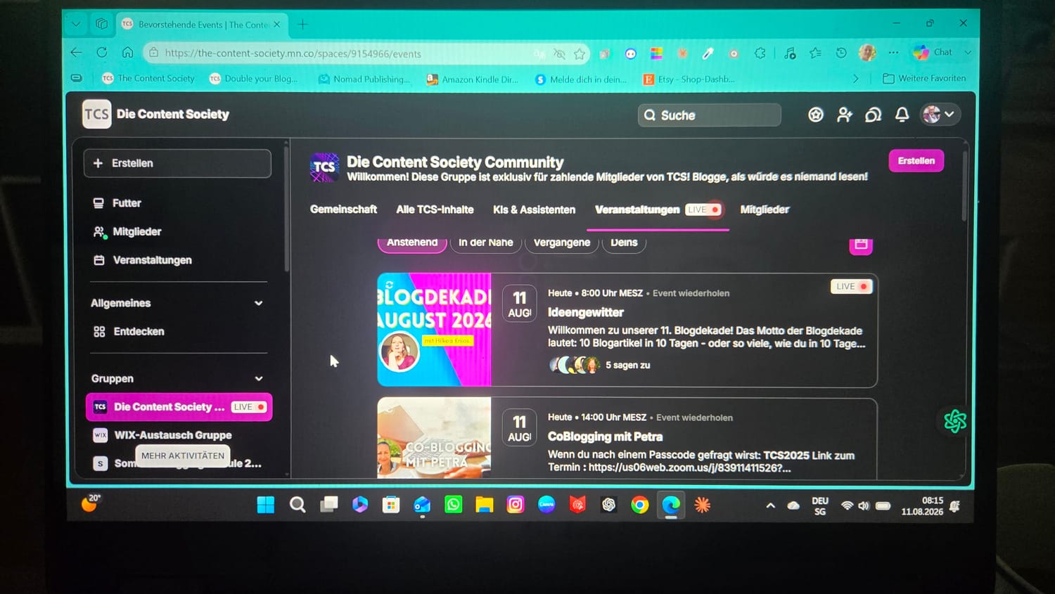 ein Blick auf antjes Bildschirm auf den Laptop