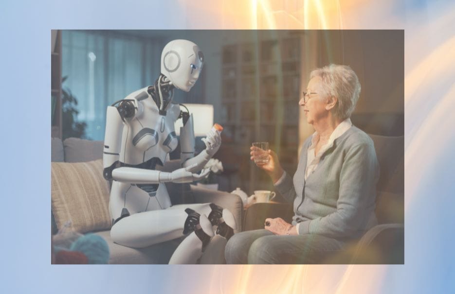 Roboter und Mensch, Ai generiert mit Canva