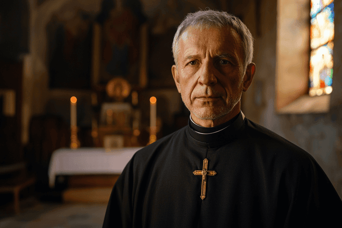 Père Giovanni, prêtre bienveillant dans l'église