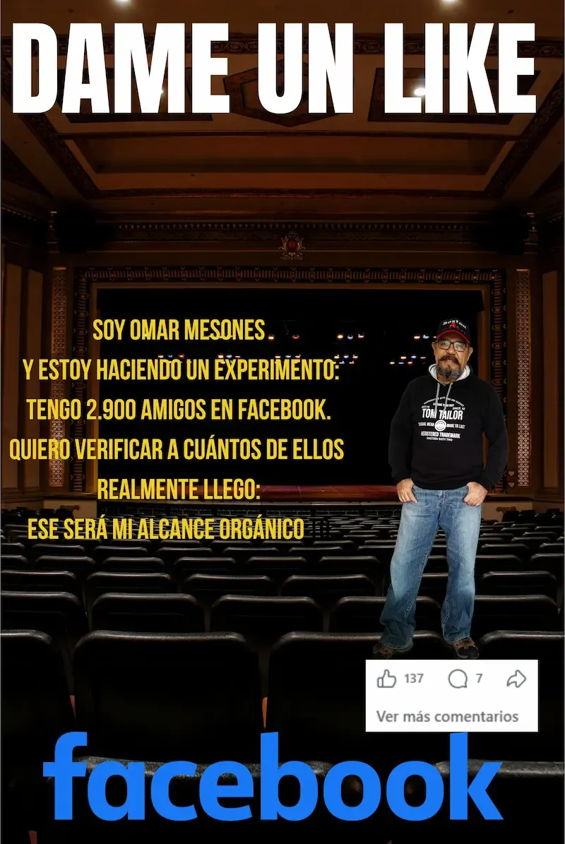 Imagen tomada de Facebook mostrando los resultados de una prueba social orgánica
