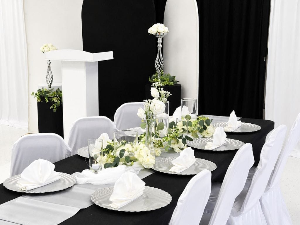 Micro wedding reception setup at TD Event Space