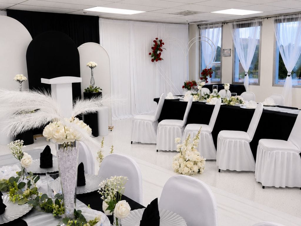 Small event venue in Denver decorated for a micro wedding and reception