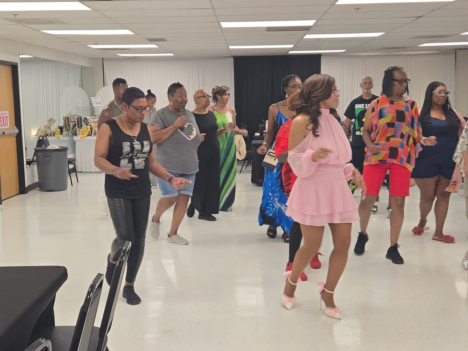 black people at the TD Event Space Grand Opening soul line dance party in Denver