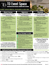 Download the TD Event Space Rental Packages & Add Ons Pricing Flyer