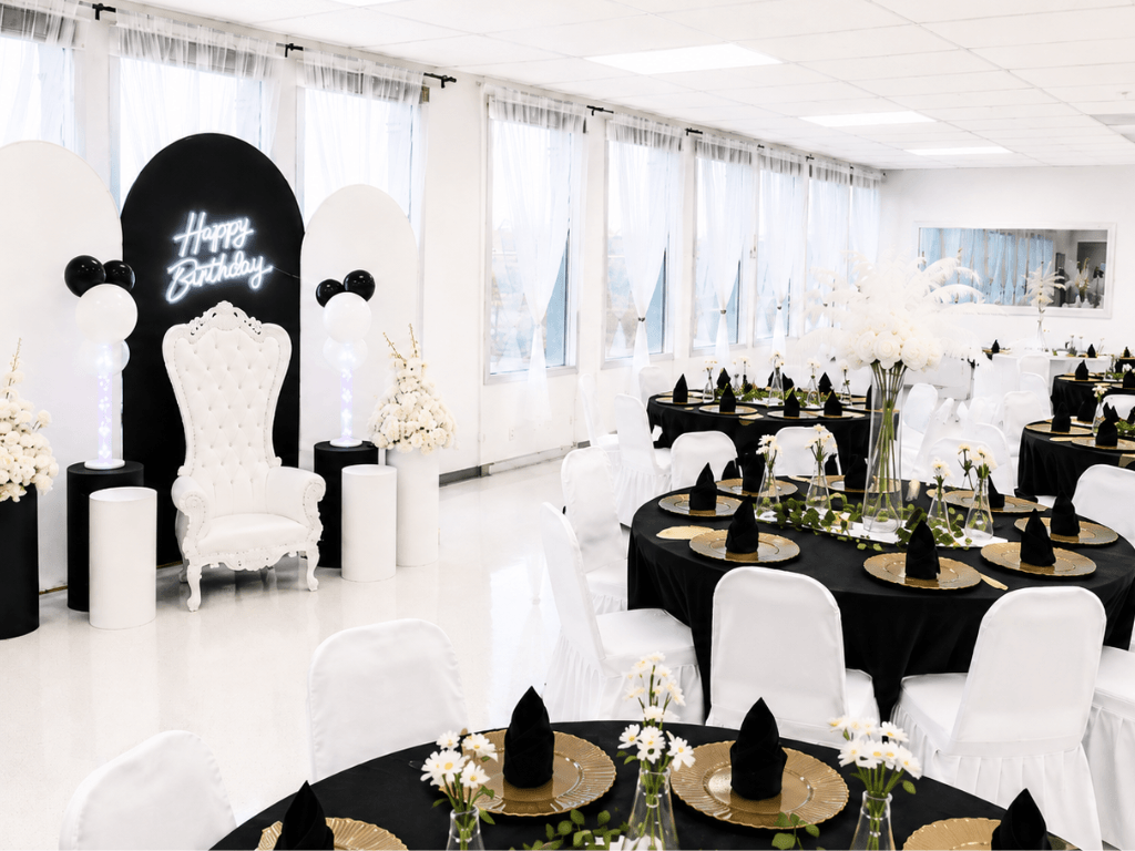Luxury Experience Event Package birthday event setup with throne chair