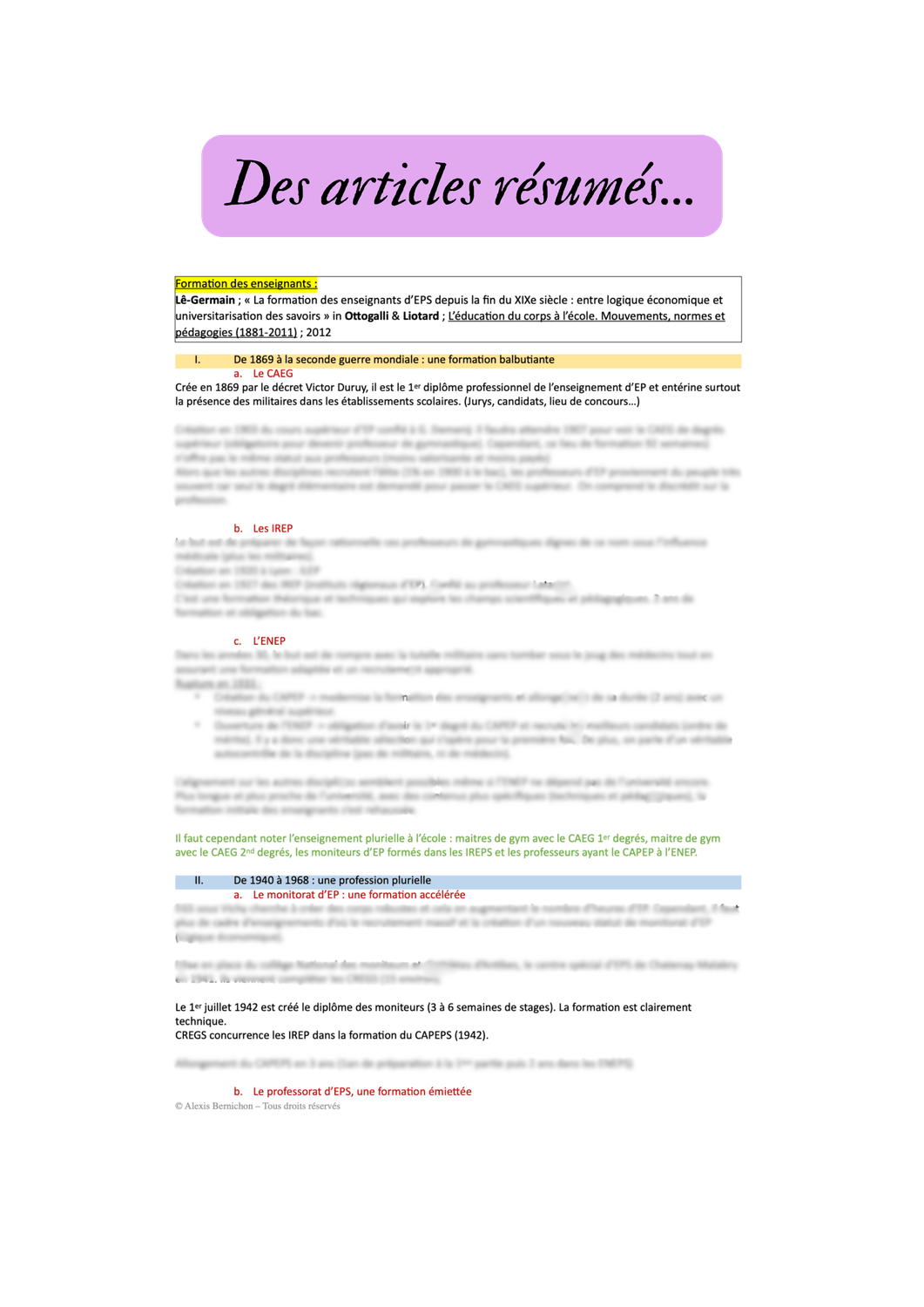 articles capeps écrit 1 et 2