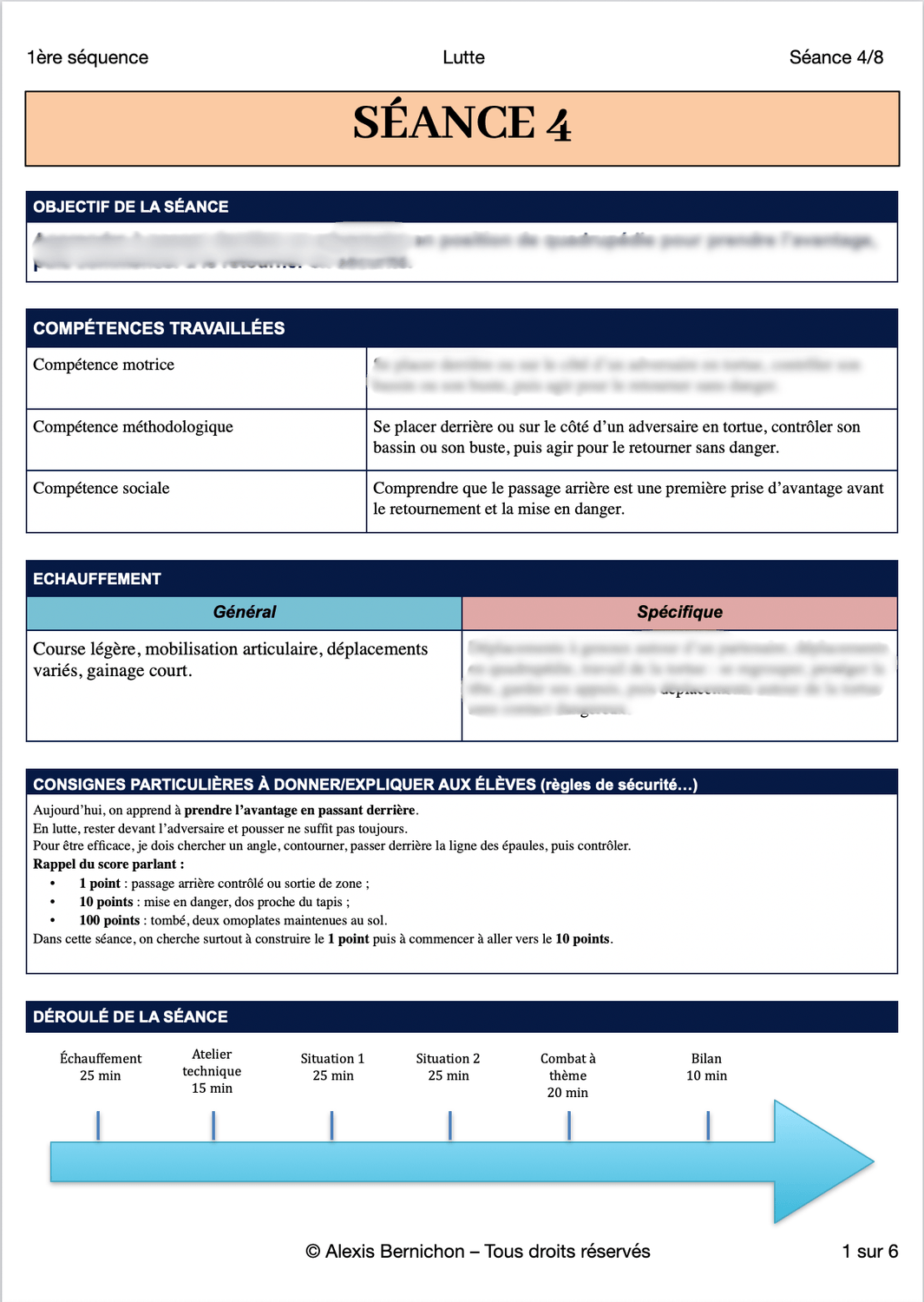 Exemple : fiche séance