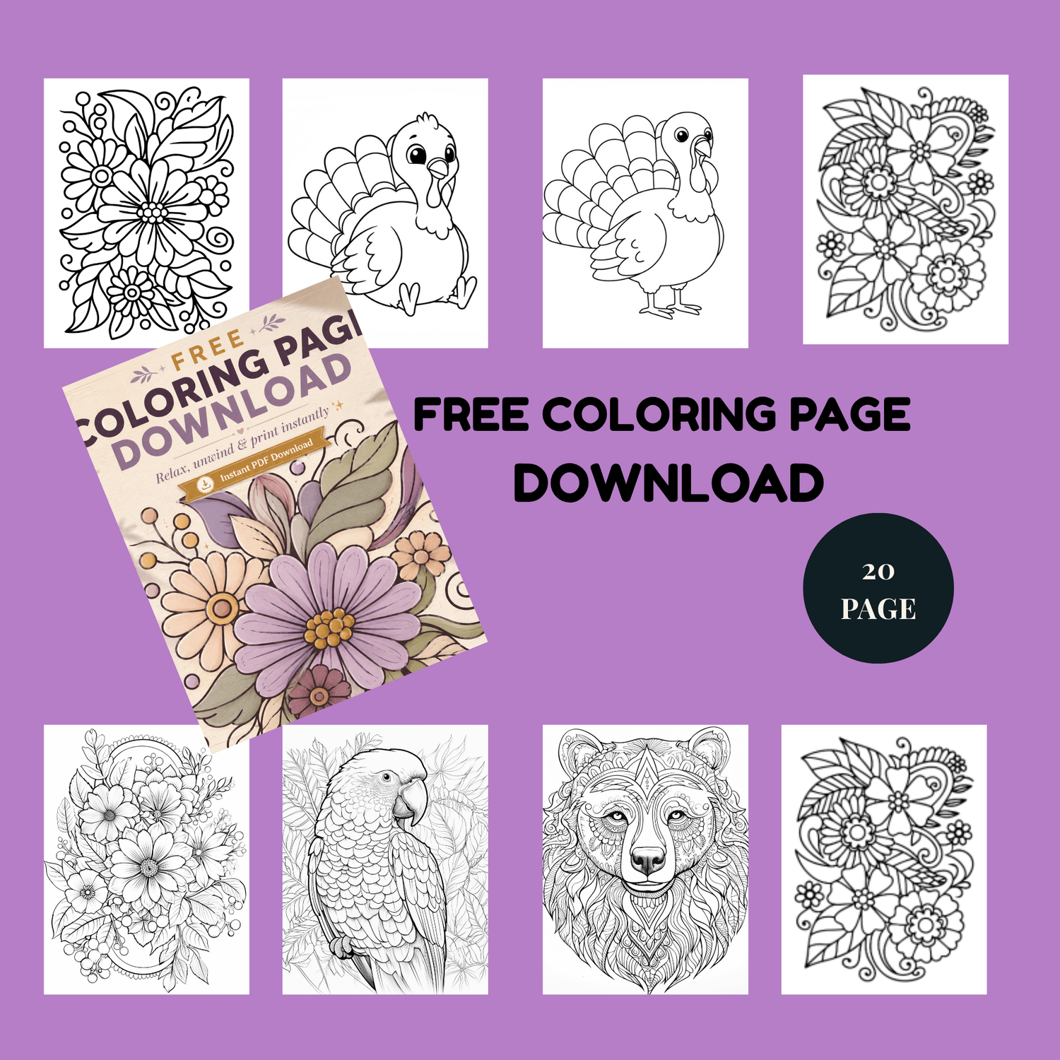 Free 20-Page Printable Coloring Pages Bundle