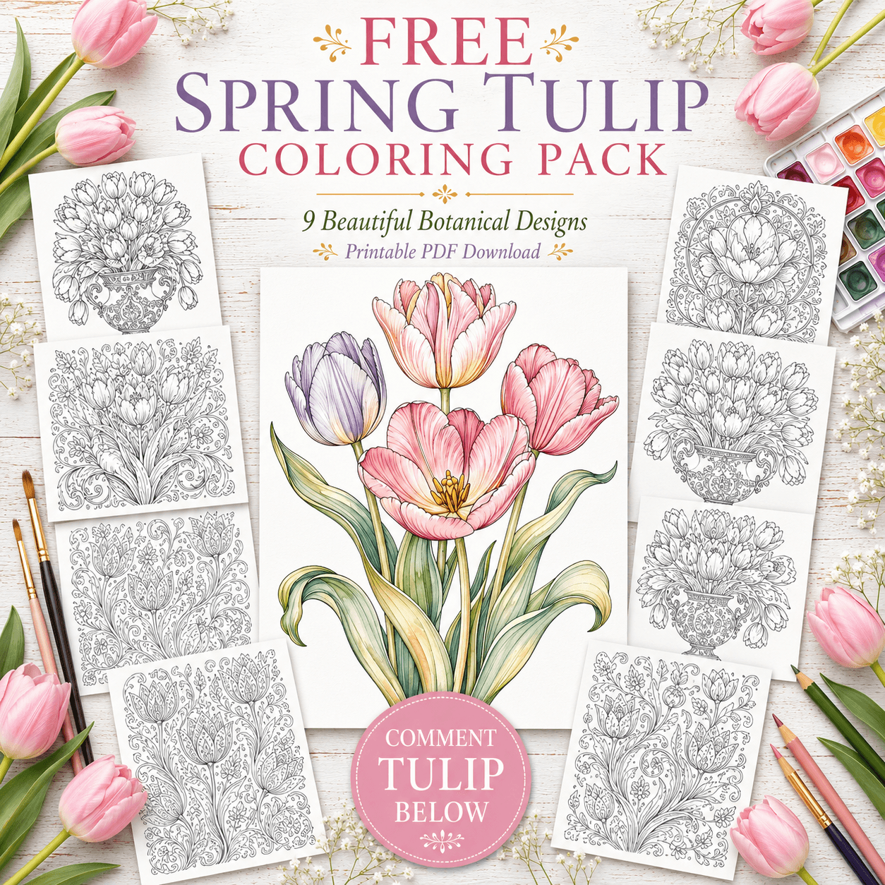 Free 9-Page Coloring Page Download Bundle