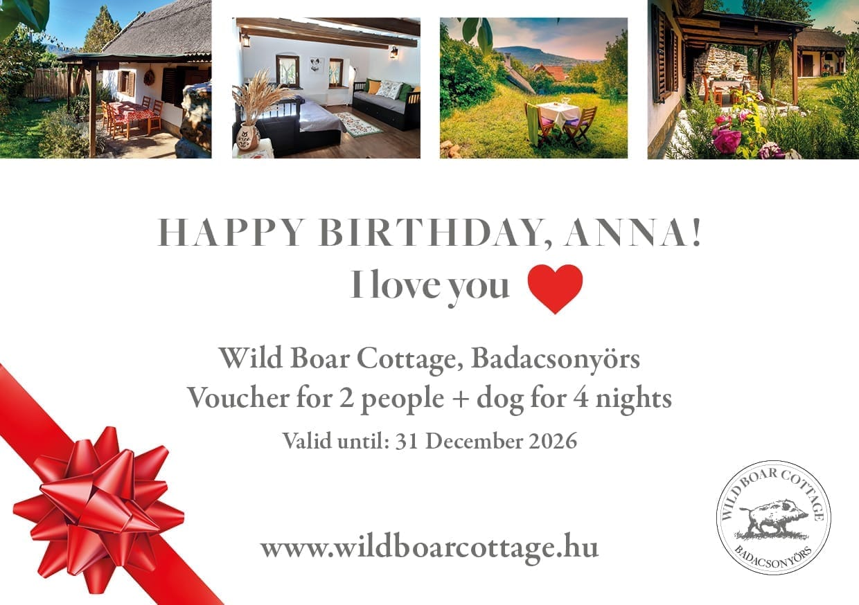 Gift card for Balaton accommodation at Wild Boar Cottage guesthouse