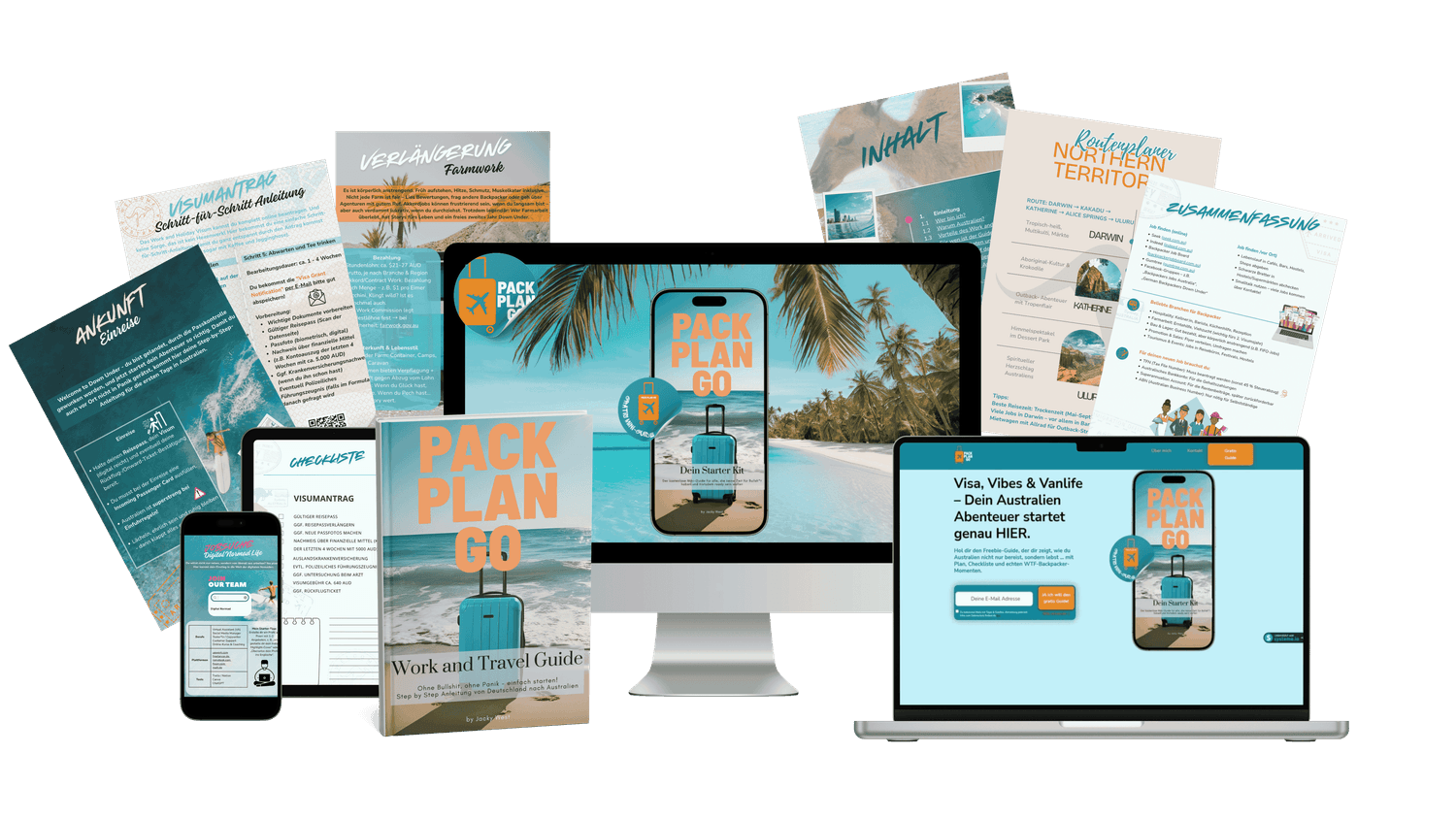 Travel Guide Seiten, Laptop mit Website