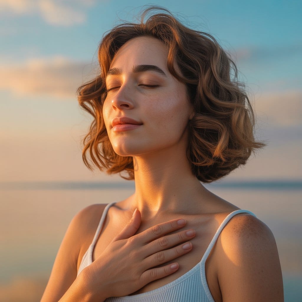 Mujer en calma meditando
