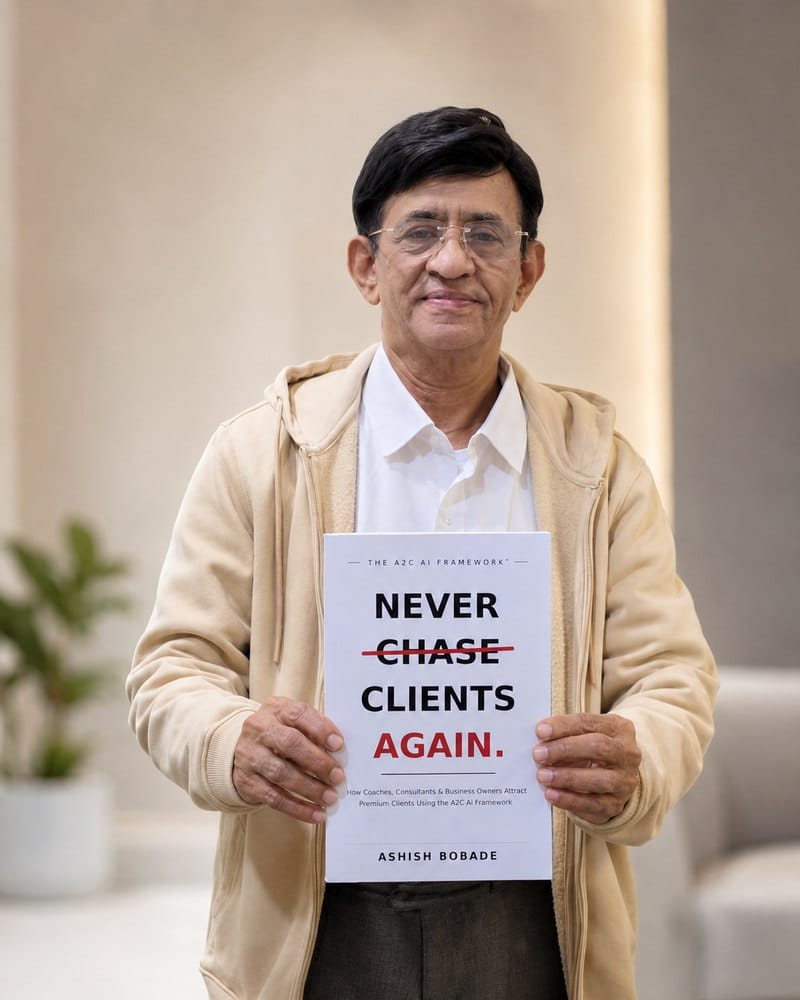 Adv. Shirish Deshpande with a copy of Never Chase Clients Again