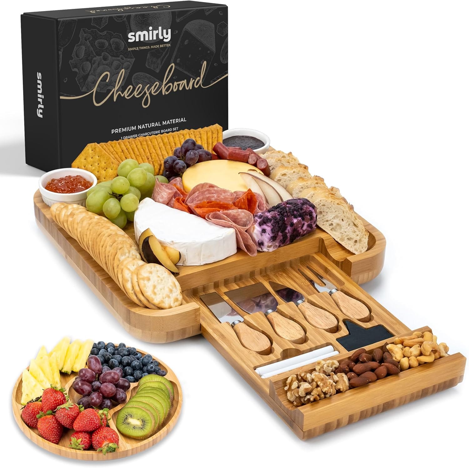Bamboo charcuterie board set