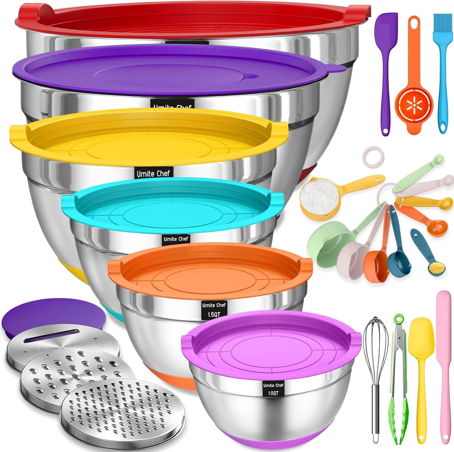 26-piece stainless steel mixing bowl set