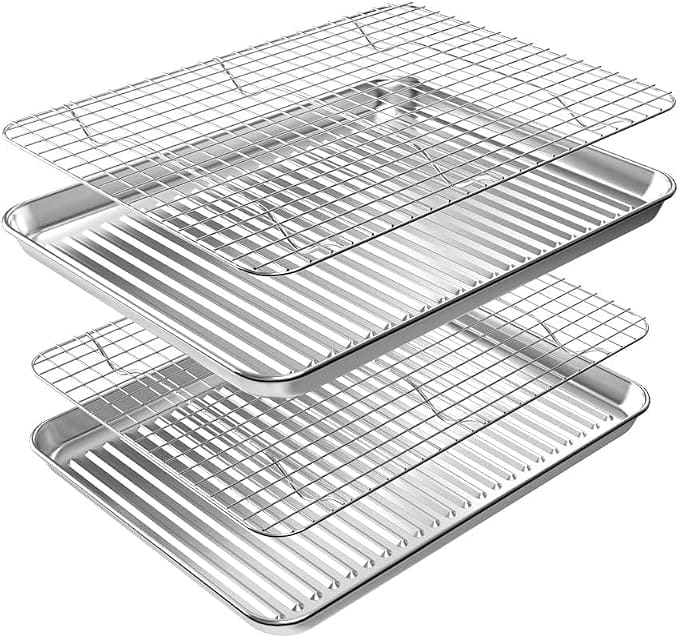 Baking sheet with cooling wire rack set