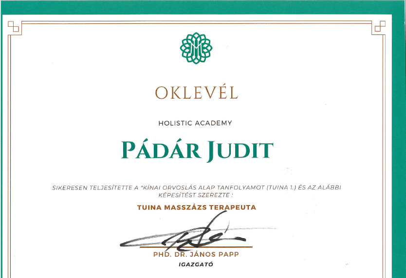 Tuina masszázs tanfolyam