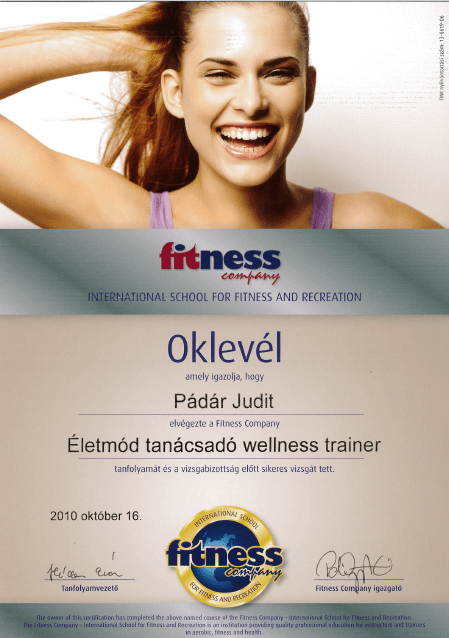 Életmód tanácsadó, wellness trainer