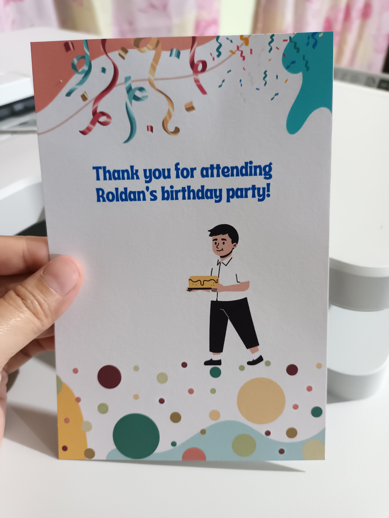 An image of a sample printed Thank You Card