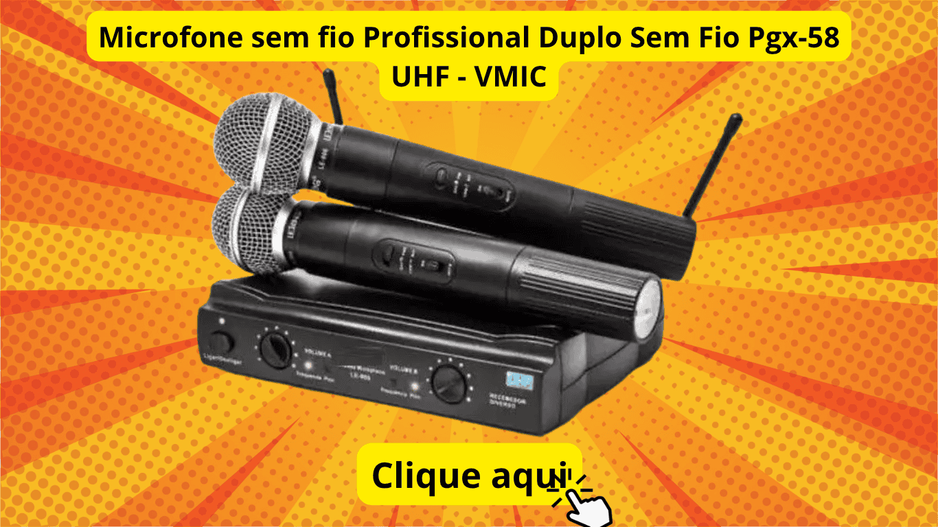 Microfone sem fio Profissional Duplo Sem Fio Pgx-58 UHF - VMIC