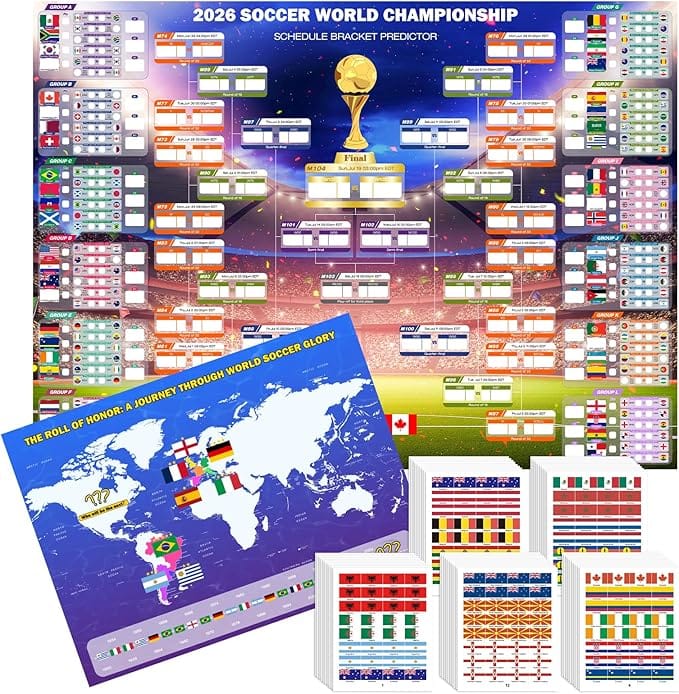 2026 World Soccer Cup Extra Large Schedule Poster