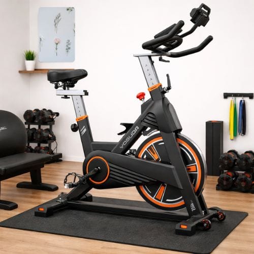 YOSUDA Pro magnetic exercise bike with heavy-duty steel frame and 350lb weight capacity for compact home gyms.