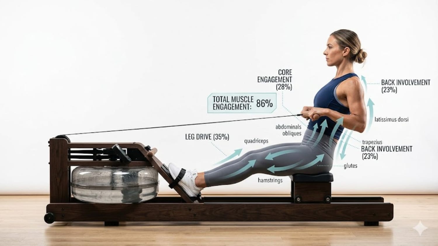 Diagram of the four phases of a rowing stroke
