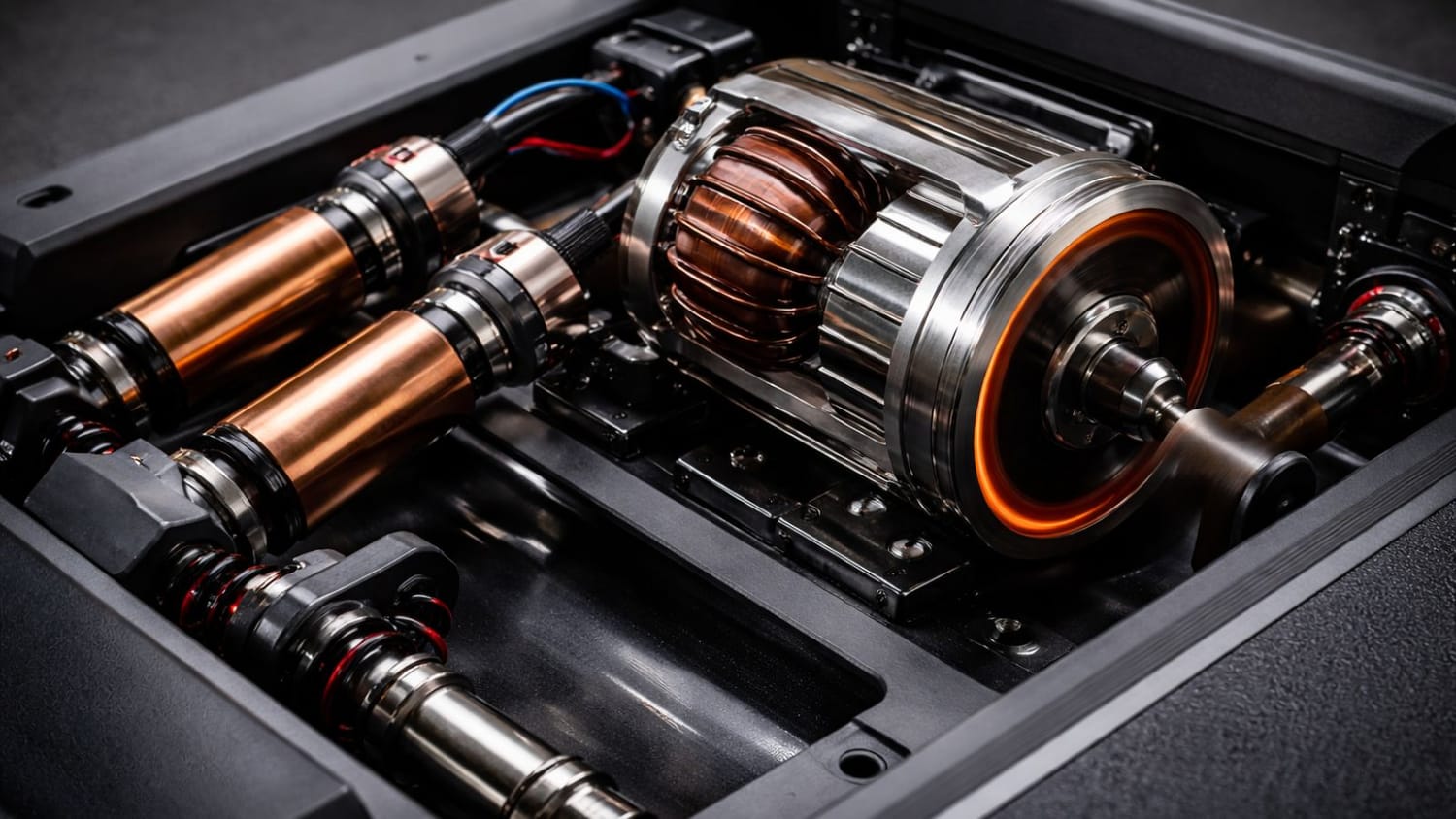 Close-up of a high-performance continuous horsepower treadmill motor